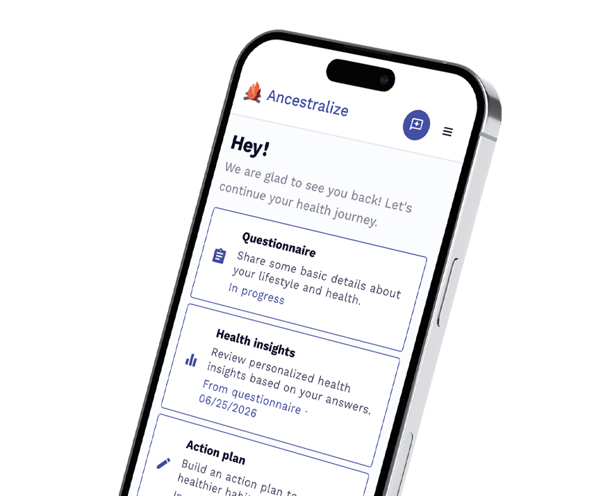 Ancestra Health app on a smartphone